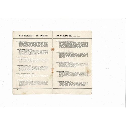 1948 Blackpool v Manchester United FA Cup Final Football Programme