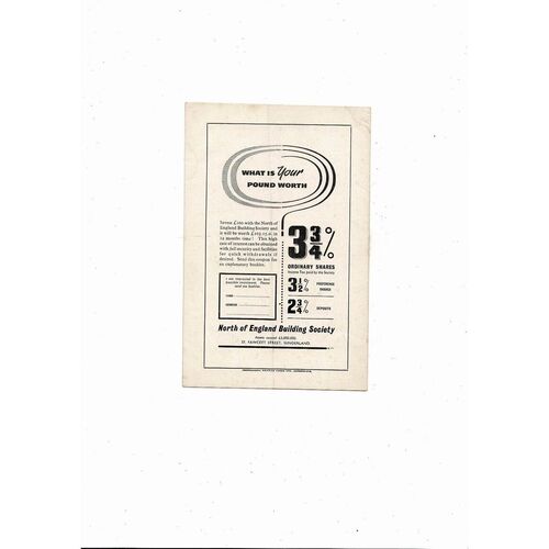 1957/58 Sunderland v Aston Villa Football Programme