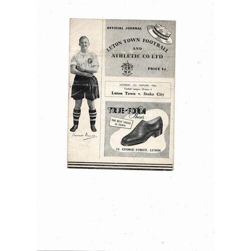 1953/54 Luton Town v Stoke City Football Programme
