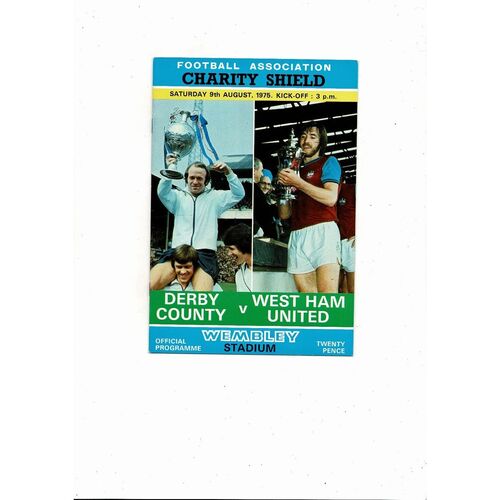 1975 Derby County v West Ham United Charity Shield Football Programme