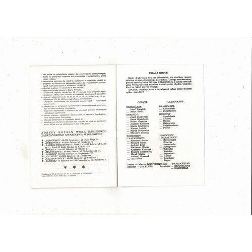 Gornik Zabrze v Olympiakos European Cup Football Programme 1987/88