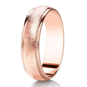 9ct 5mm DIAMOND CUT textural contrast D shape ring