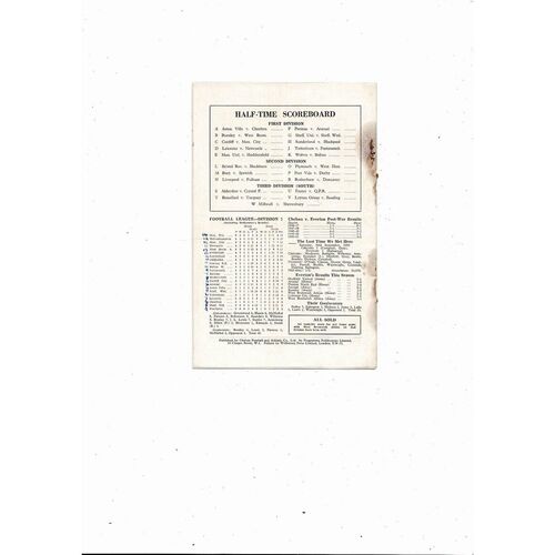 1954/55 Chelsea v Everton Championship Season Football Programme