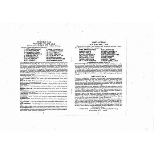 Monkbridge v The Gate Sunday Snr Cup Final Football Programme 1994 @ Leeds Utd