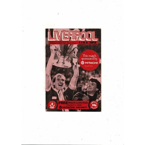 Liverpool v CSKA Sofia European Cup Football Programme 1981/82