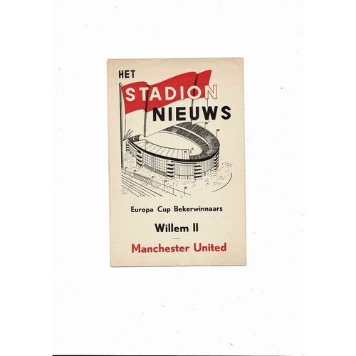 Willem ll v Manchester United v European Cup Winners Cup Football Programme 1963/64