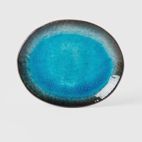 Aqua Lagoon Oval Flat Plate 18cm