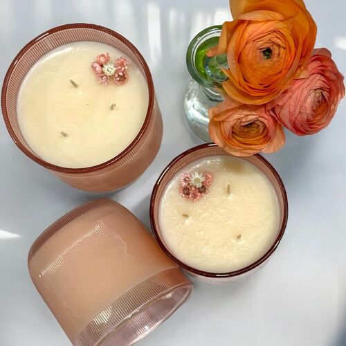 Pink Ribbed Candle