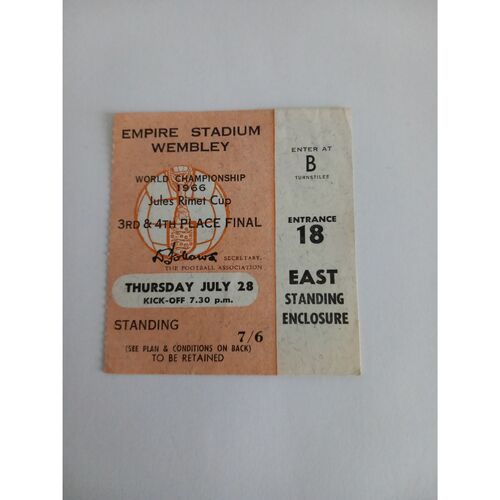 Portugal v Russia 1966 World Cup 28th July Semi Final Match Ticket @ Wembley