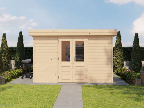 3.6mtr x 3.6mtr 44mm walled Flat Roof Cabin