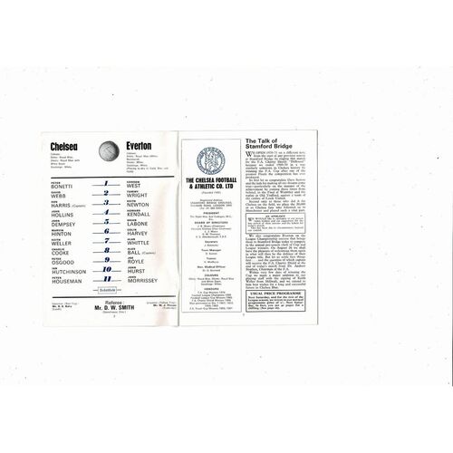 1970 Chelsea v Everton Charity Shield Football Programme