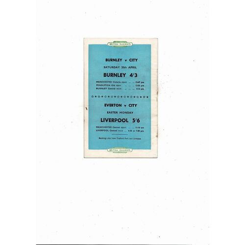 1956/57 Manchester City v Everton Football Programme