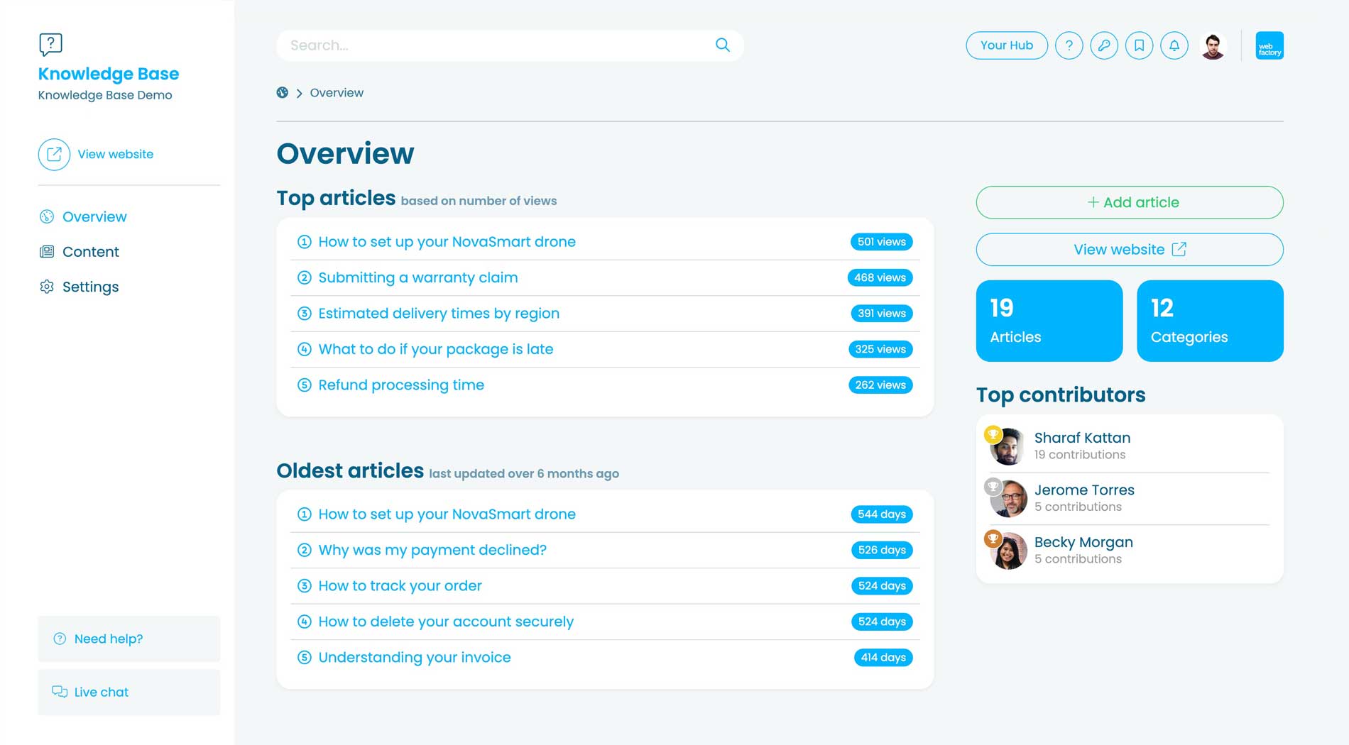 Knowledgebase screenshot