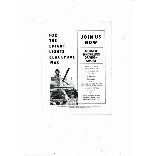 1968/69 Irish League v Football League Inter League Football Programme