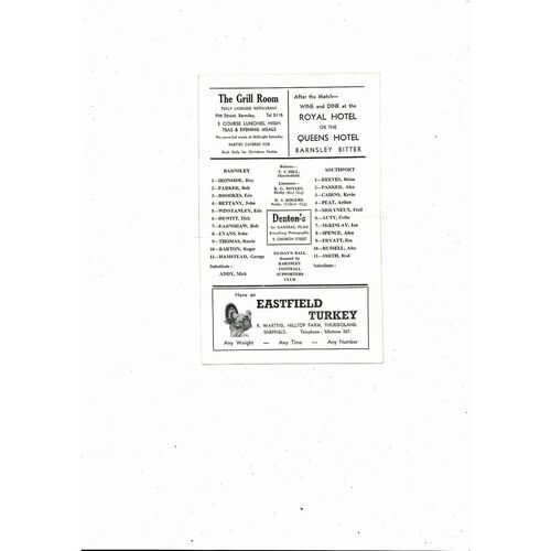 1966/67 Barnsley v Southport FA Cup Football Programme