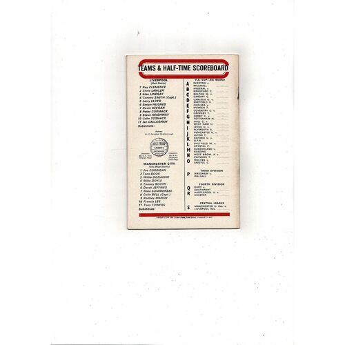 1972/73 Liverpool v Manchester City FA Cup Football Programme + League Review