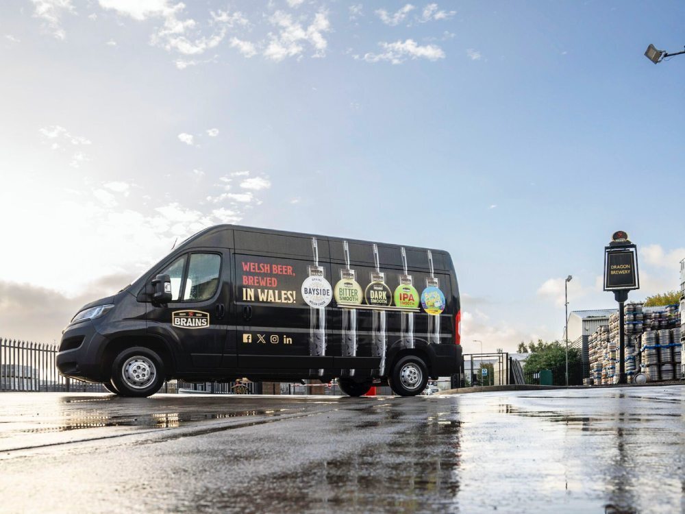 SA Brains advertising wrap on Peugeot Boxer van.