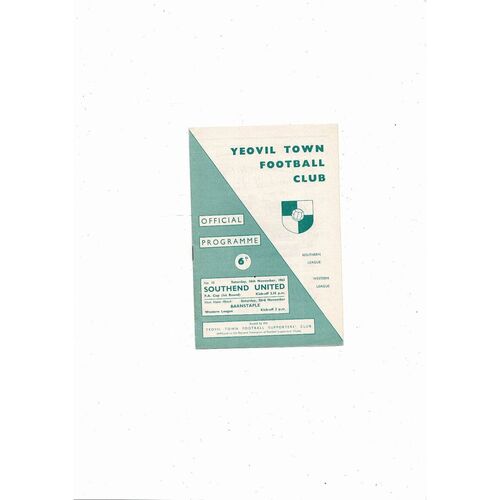 Yeovil Town v Southend United FA Cup Football Programme 1963/64