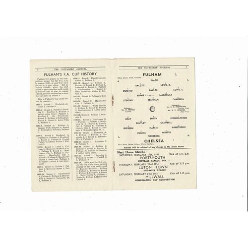 1950/51 Fulham v Chelsea FA Cup Football Programme