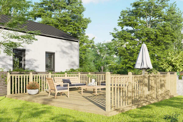 20x20 Decking with Handrail 3x Sides