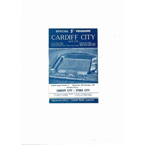 1957/58 Cardiff City v Stoke City Football Programme