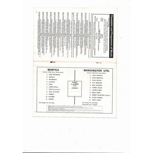1968 Benfica v Manchester United European Cup Final Original Football Programme