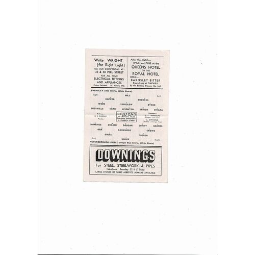 1964/65 Barnsley v Peterborough United Football Programme