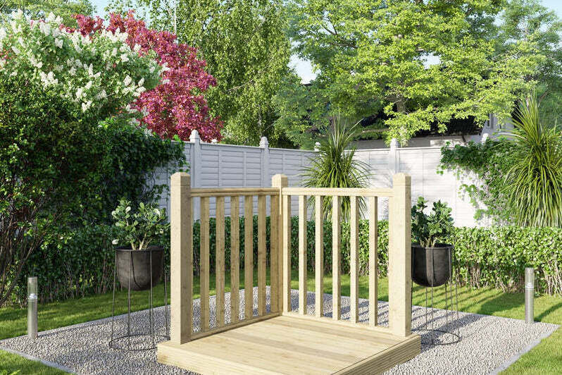 4x4 Wooden Decking with 2 Handrail Sides