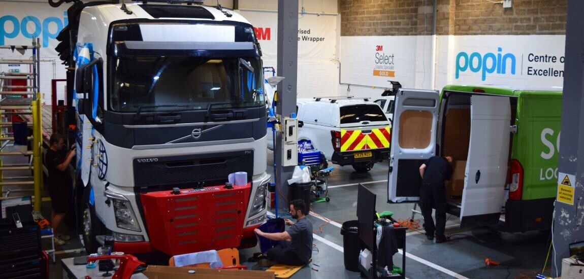Popin Graphics vehicle wrapping facility in Cardiff