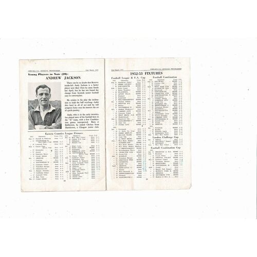 1952/53 Chelsea v Liverpool Football Programme