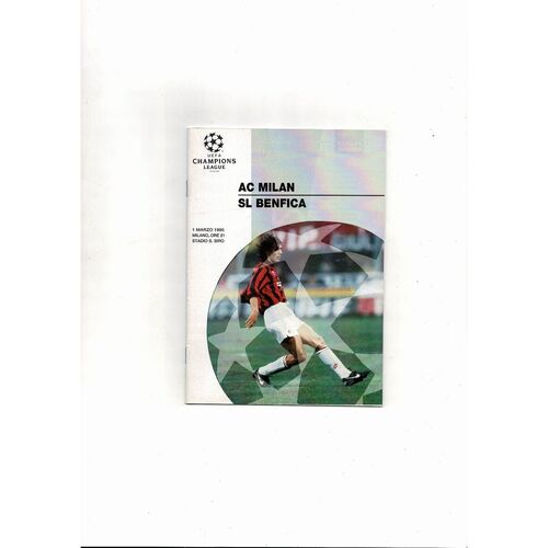 AC Milan v Benfica UEFA Champions League Football Programme 1994/95