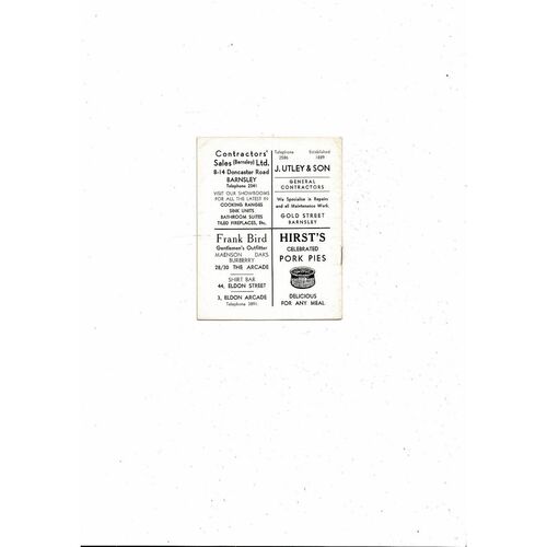 1962/63 Barnsley v Bristol Rovers Football Programme