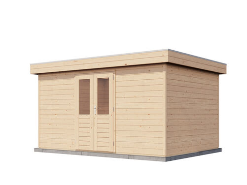 4.2mtr x 3.0mtr 44mm walled Flat Roof Cabin
