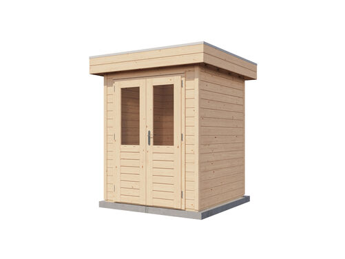 1.8mtr x 1.8mtr 28mm walled Flat Roof Cabin