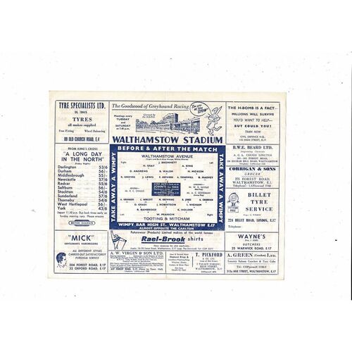 1963/64 Walthamstow Avenue v Tooting & Mitcham Amateur Cup Football Programme