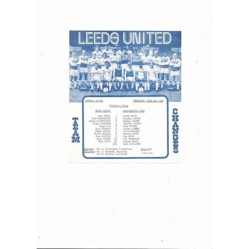 Leeds United v Huddersfield Town Central League Football Programme 1982/83