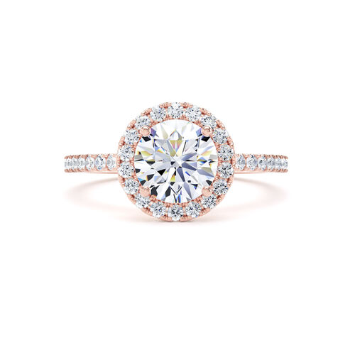 Round brilliant halo with diamond set shoulders