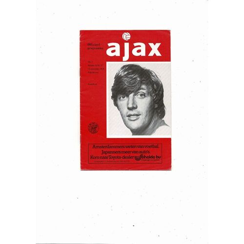 Ajax v Manchester United UEFA Cup Football Programme 1976/77