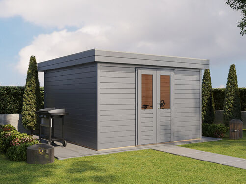 3.6mtr x 3.6mtr 44mm walled Flat Roof Cabin