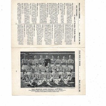 1960/61 Aston Villa v West Bromwich Albion & Preston Reserves Double Football Programme