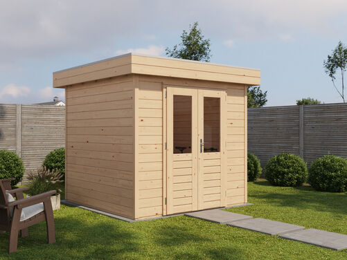 2.4mtr x 2.4mtr 28mm walled Flat Roof Cabin