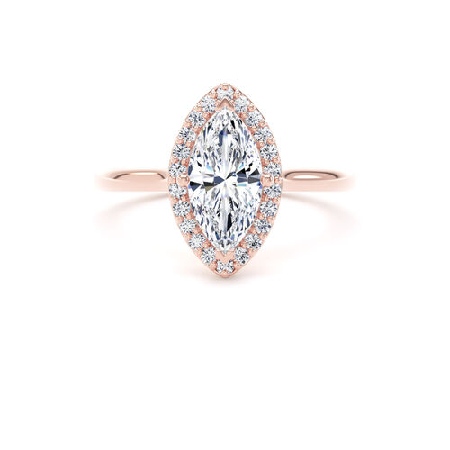 Marquise diamond halo in rose gold