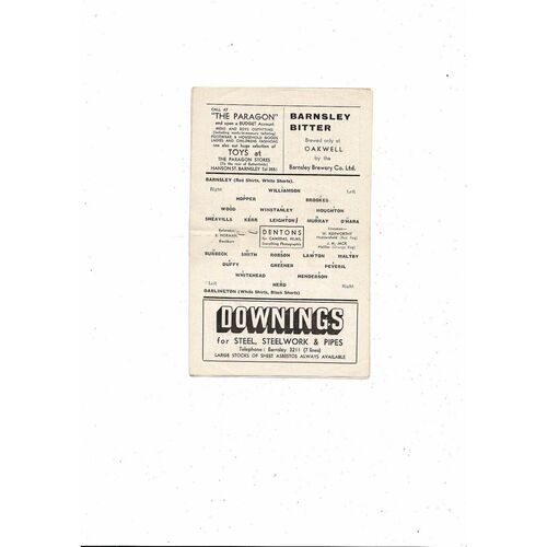 1963/64 Barnsley v Darlington League Cup Football Programme