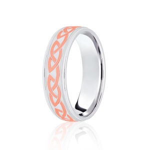 18ct 6mm TWO COLOUR diamond cut Celtic triquetra flat profile ring