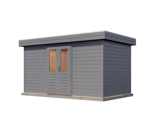 4.2mtr x 2.4mtr 44mm walled Flat Roof Cabin