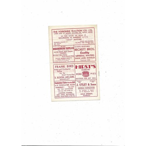 1960/61 Barnsley v Queens Park Rangers Football Programme