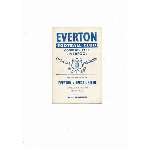 1959/60 Everton v Leeds United Football Programme