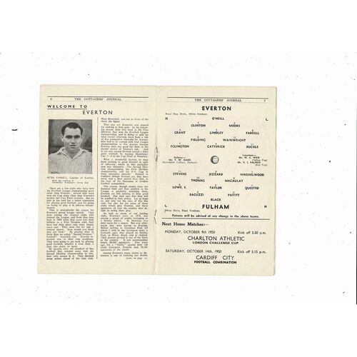 1950/51 Fulham v Everton Football Programme