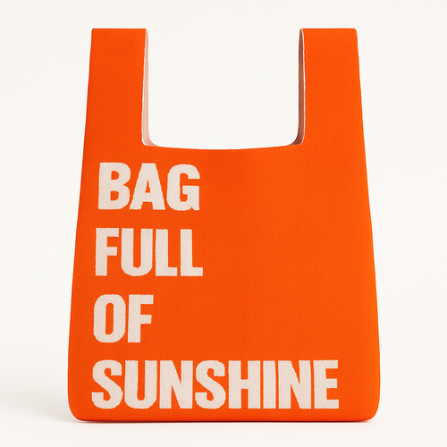 Sunshine Slogan Knit Bag
