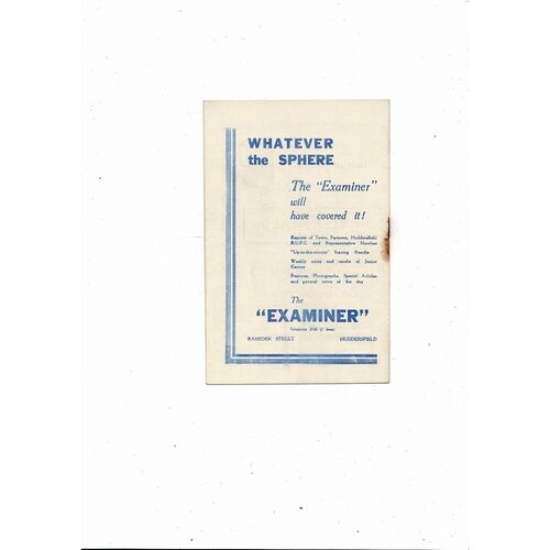 1953/54 Huddersfield Town v Wolves Football Programme
